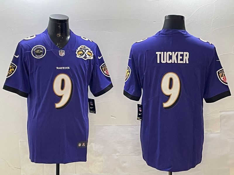 Men Baltimore Ravens #9 Tucker Purple Second generation 2024 Nike Limited NFL Jersey style 4